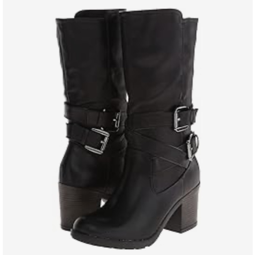Mia Gale heeled buckle strap biker boots - new in box